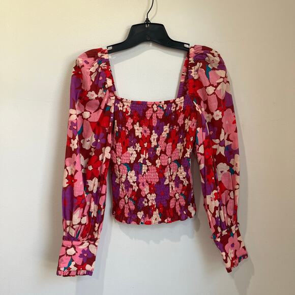NWT FREE PEOPLE Ariana Floral Cottagecore Printed Top long sleeves cuffed Sz XS - Picture 3 of 12